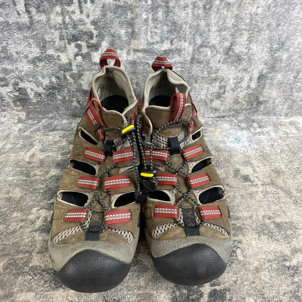 Keen Mens Size 9 Sandals Burnt Orange Tan Leather Mesh Hiking Outdoors